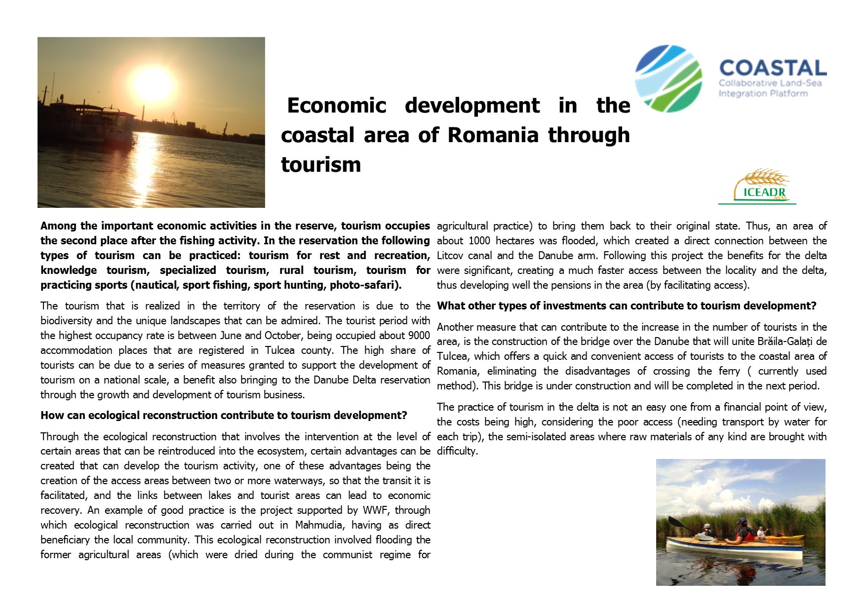 Economic development in the coastal area of Romania through tourism